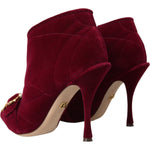 Dolce & Gabbana Dolce & Gabbana Dark Red Velvet Devotion Buckle Boots Shoes LA11085-36 1728,67345645728,Boots - Women - Shoes,Dolce & Gabbana,EU36/US5.5,EU37/US6.5,EU39.5/US9,EU39/US8.5,EU40/US9.5,Material: 99% Cotton 1% Elastane Velvet,New with tags,Red,