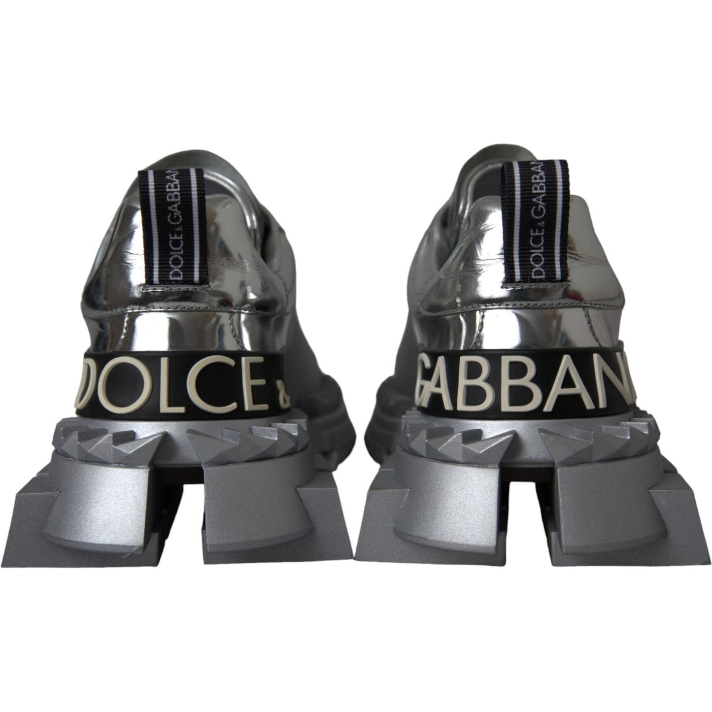 Dolce & Gabbana Silver Leather Super Queen Sneakers Shoes Dolce & Gabbana Dark Slate Gray