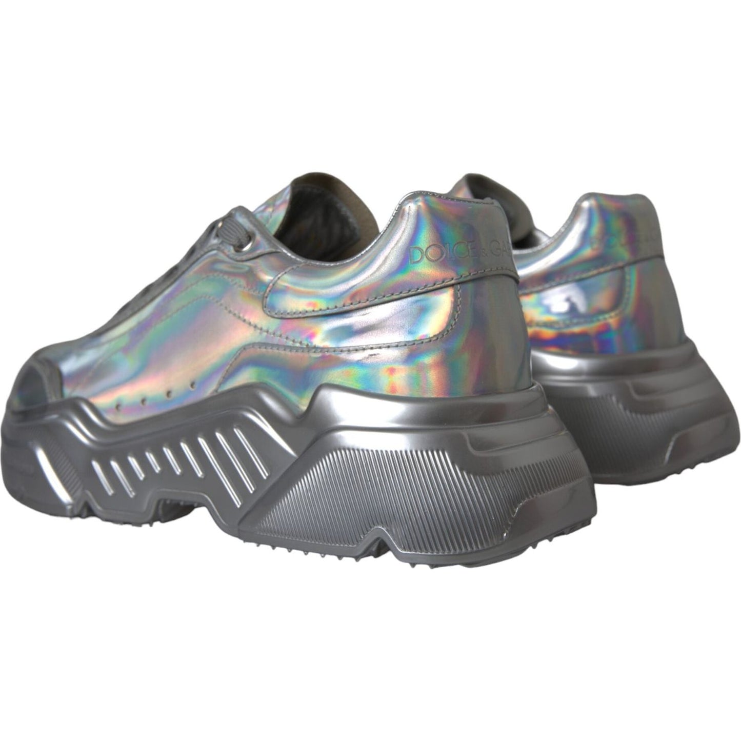 Dolce & Gabbana Silver Iridescent DAYMASTER Leather Sneakers Shoes Dolce & Gabbana Dim Gray