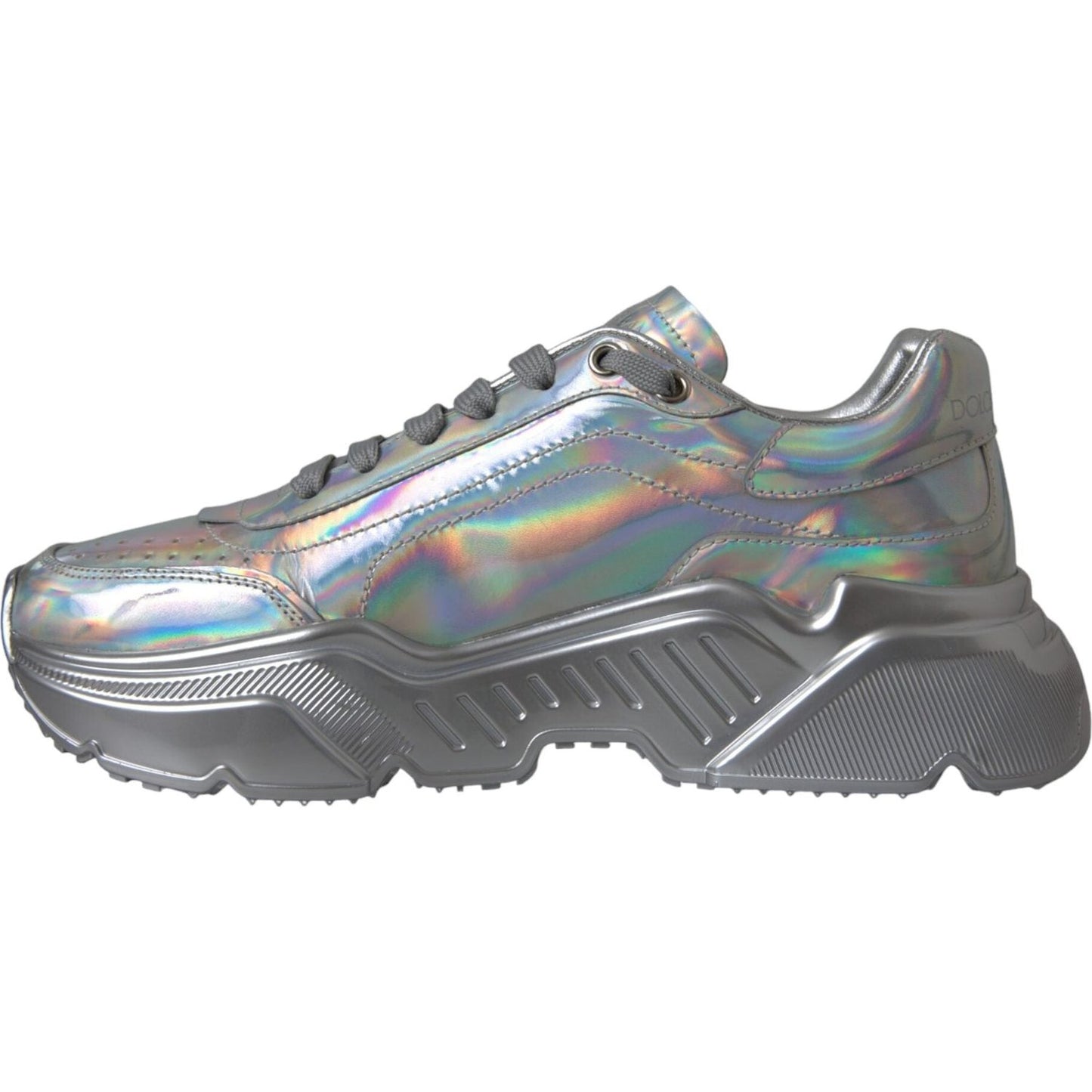 Dolce & Gabbana Silver Iridescent DAYMASTER Leather Sneakers Shoes Dolce & Gabbana Dim Gray
