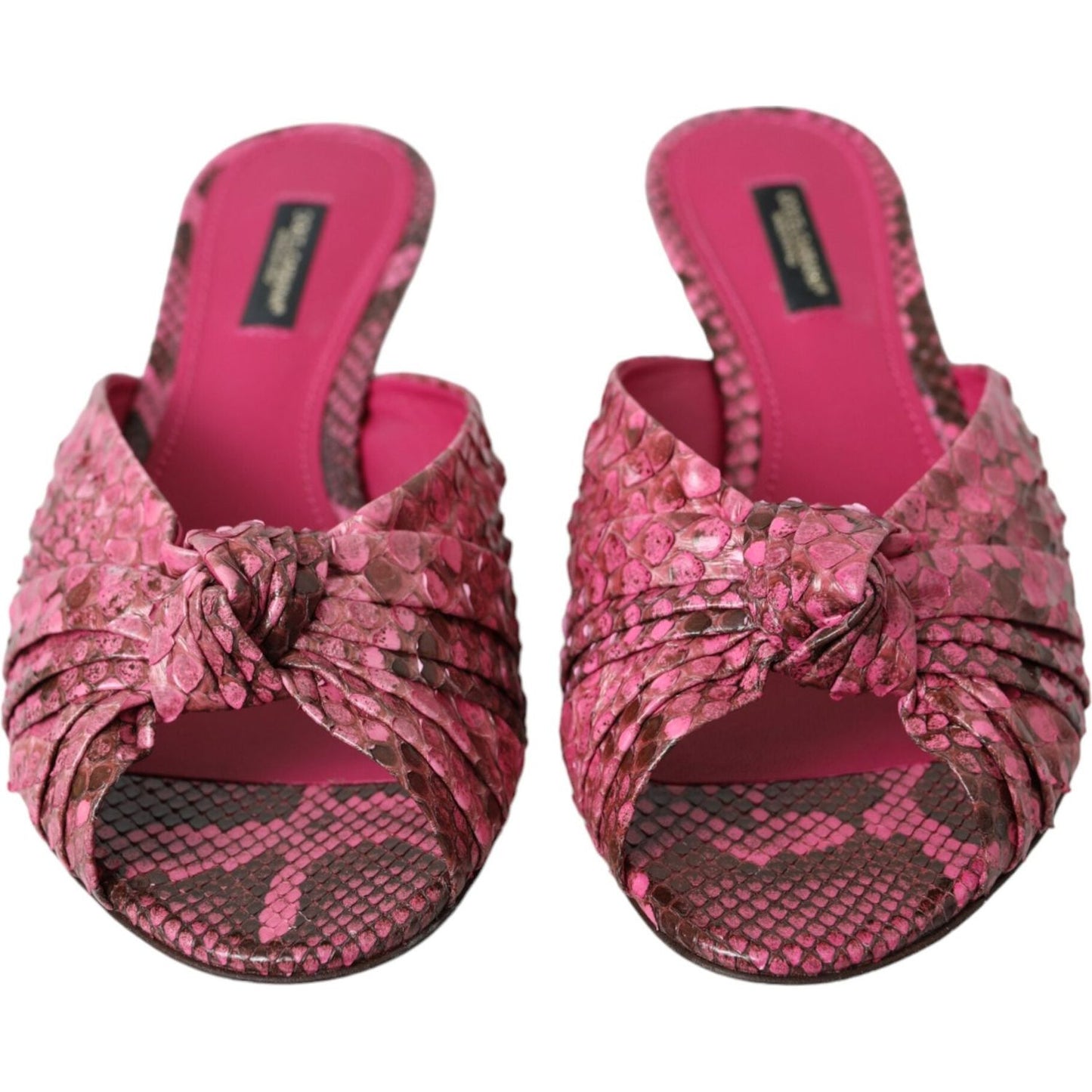 Dolce & Gabbana Pink Exotic Leather Kitten Heels Slides Shoes LA11028-36.5