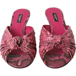 Dolce & Gabbana Pink Exotic Leather Kitten Heels Slides Shoes LA11028-36.5