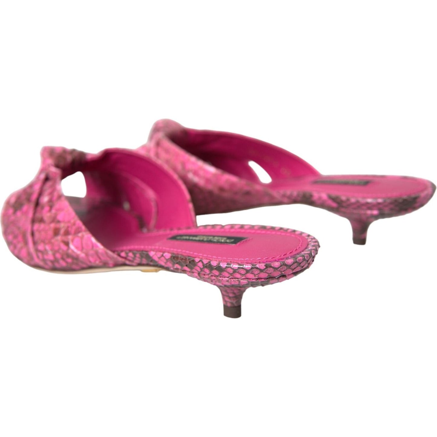 Dolce & Gabbana Pink Exotic Leather Kitten Heels Slides Shoes LA11028-36.5