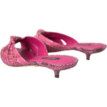 Dolce & Gabbana Pink Exotic Leather Kitten Heels Slides Shoes LA11028-36.5