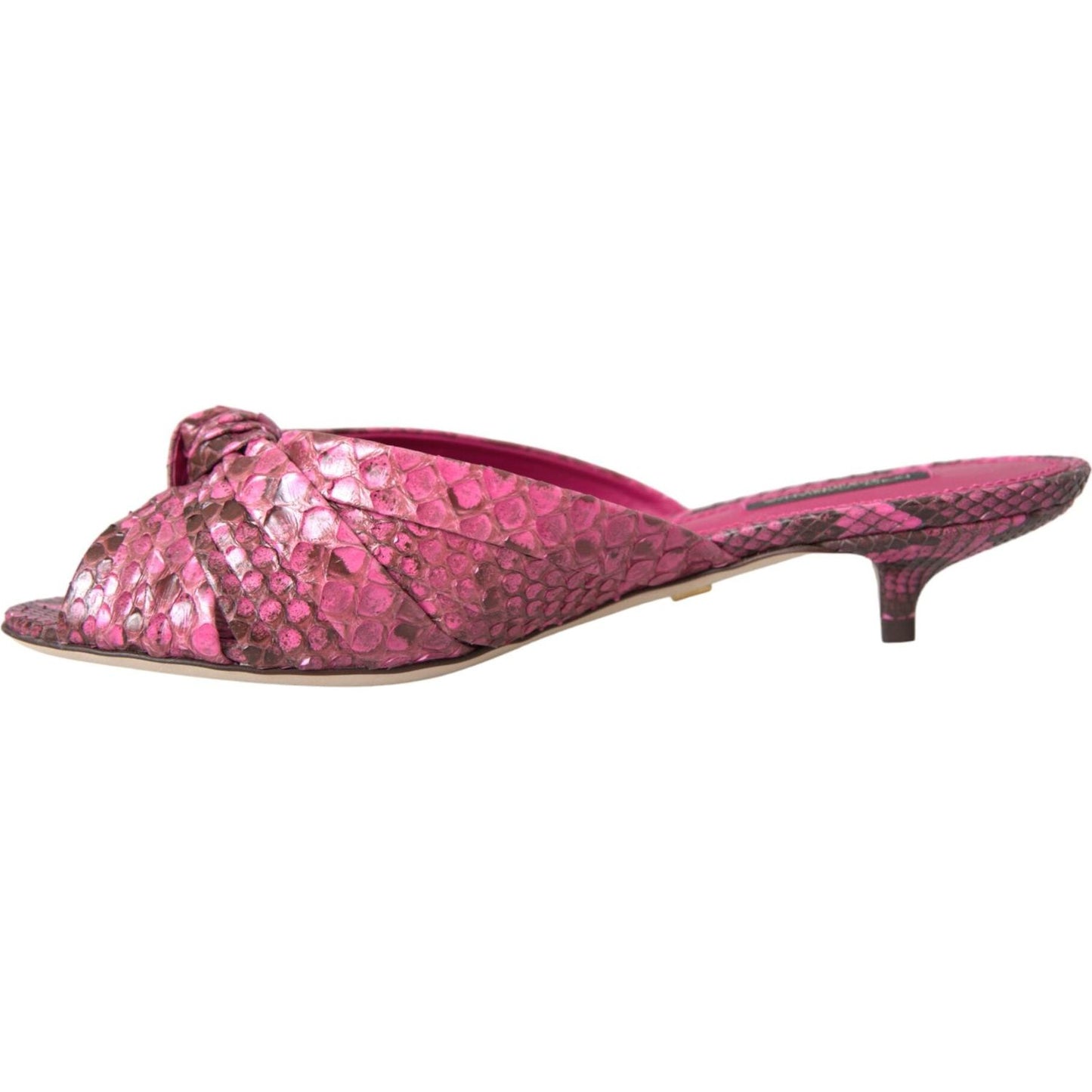 Dolce & Gabbana Pink Exotic Leather Kitten Heels Slides Shoes LA11028-36.5