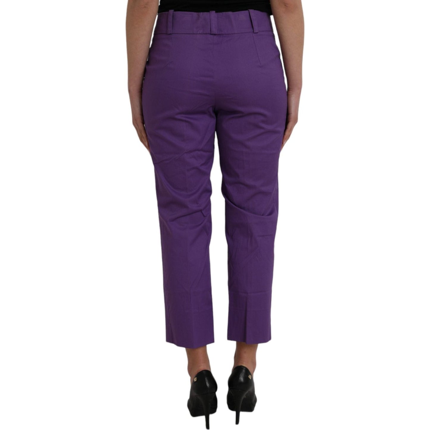 BENCIVENGA Purple Cotton MidWaist Straight Cropped Pants BENCIVENGA Dark Slate Gray