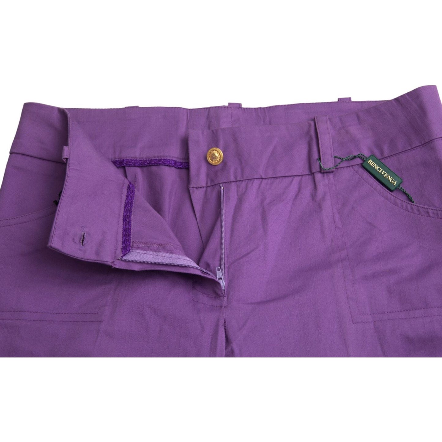 BENCIVENGA Purple Cotton MidWaist Straight Cropped Pants BENCIVENGA Dim Gray