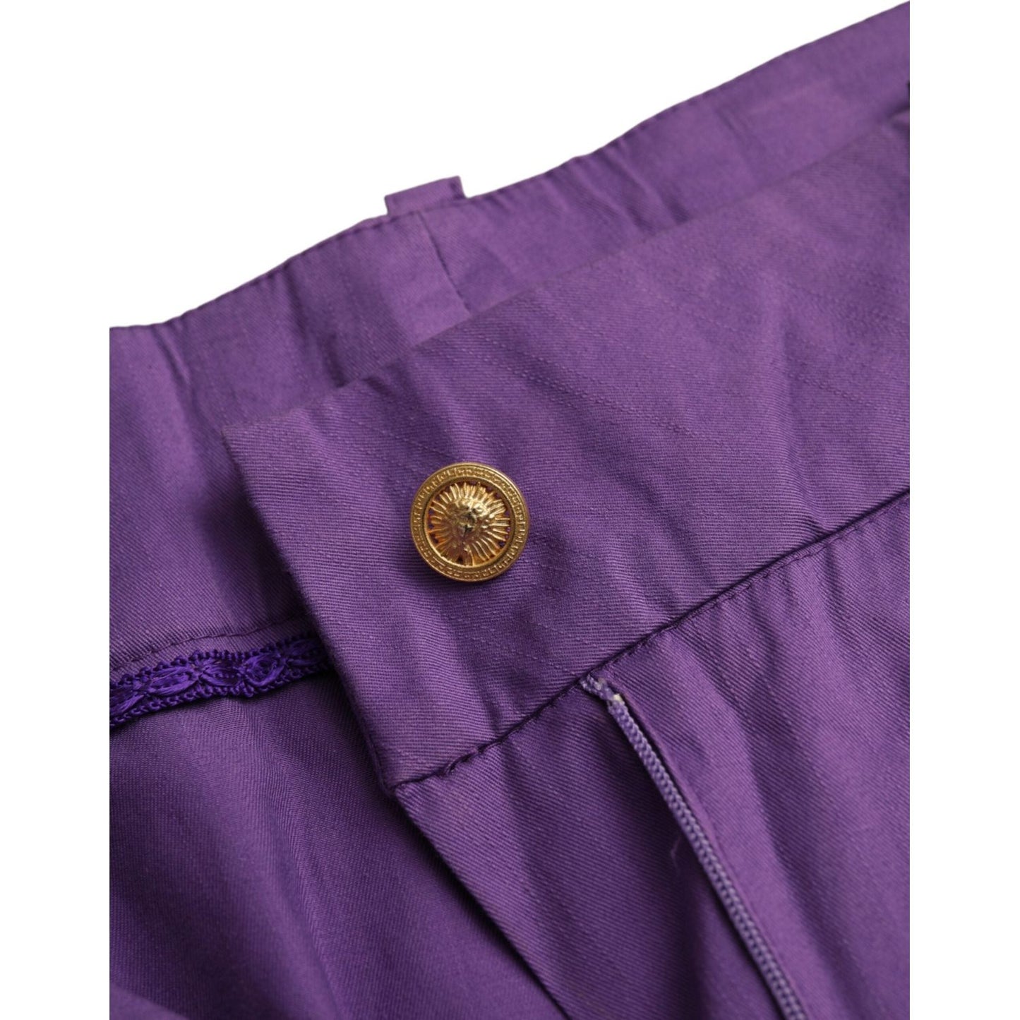 BENCIVENGA Purple Cotton MidWaist Straight Cropped Pants BENCIVENGA Dark Slate Blue
