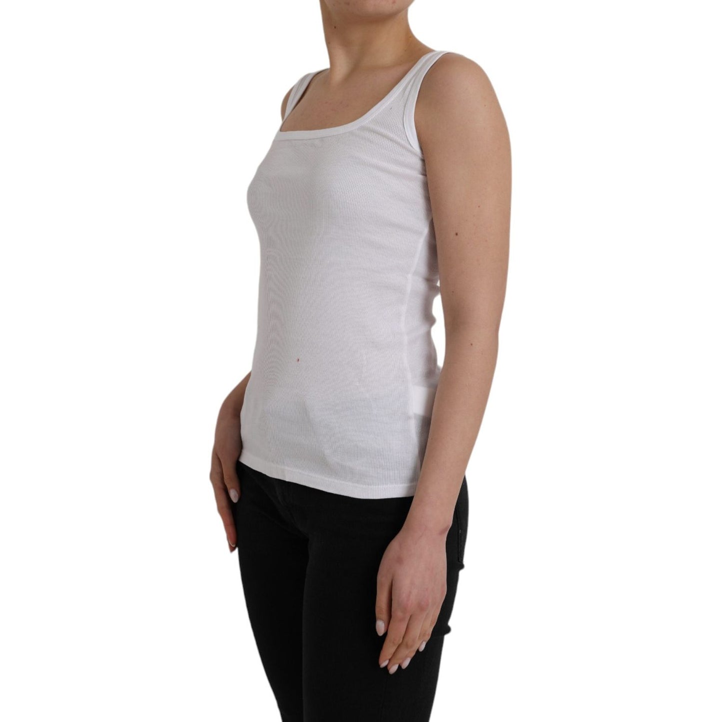 Ermanno Scervino White Cotton Sleevelesss Tank Casual Top Ermanno Scervino Dark Gray