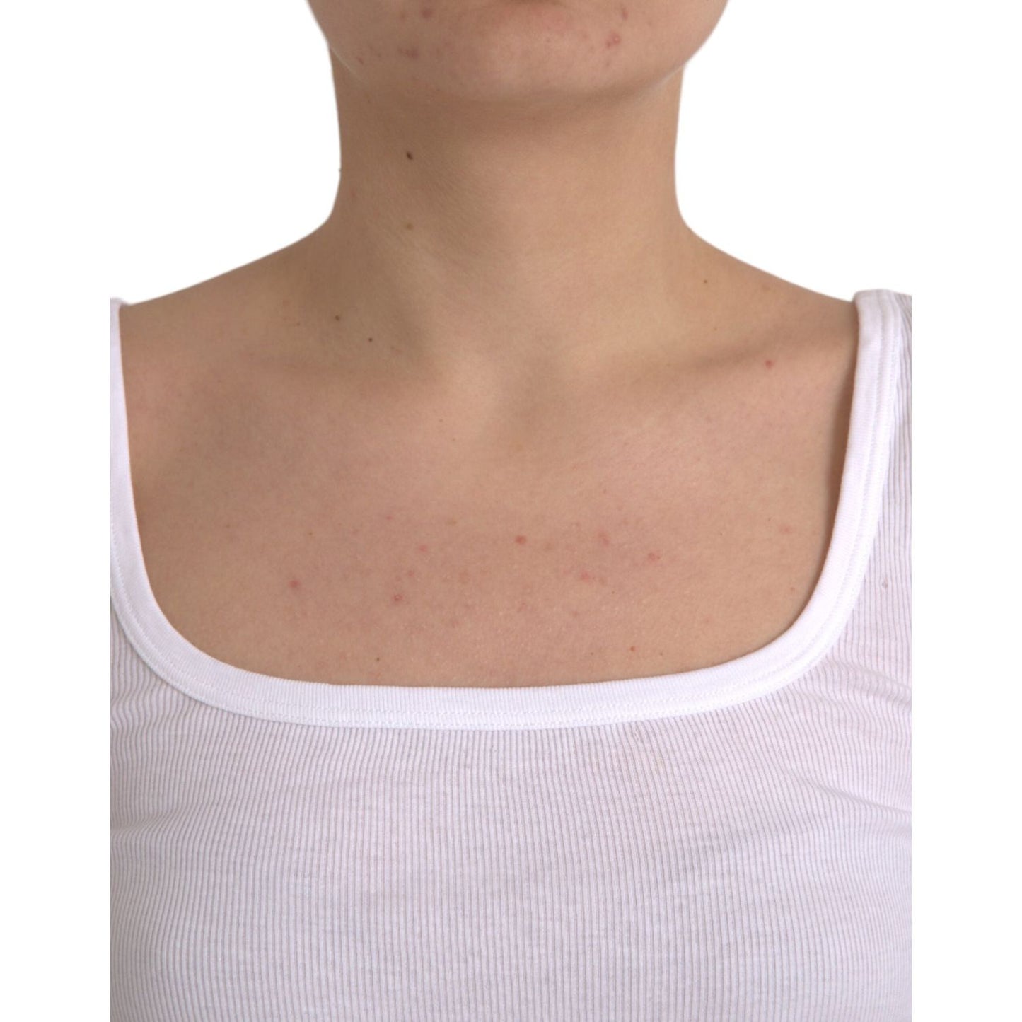 Ermanno Scervino White Cotton Sleevelesss Tank Casual Top Ermanno Scervino Rosy Brown