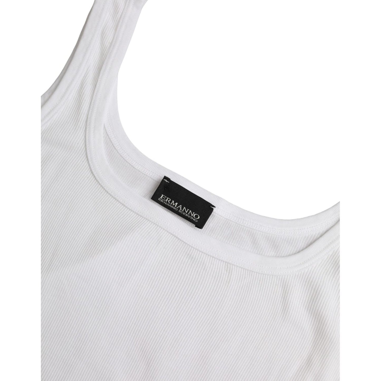 Ermanno Scervino White Cotton Sleevelesss Tank Casual Top Ermanno Scervino Light Gray