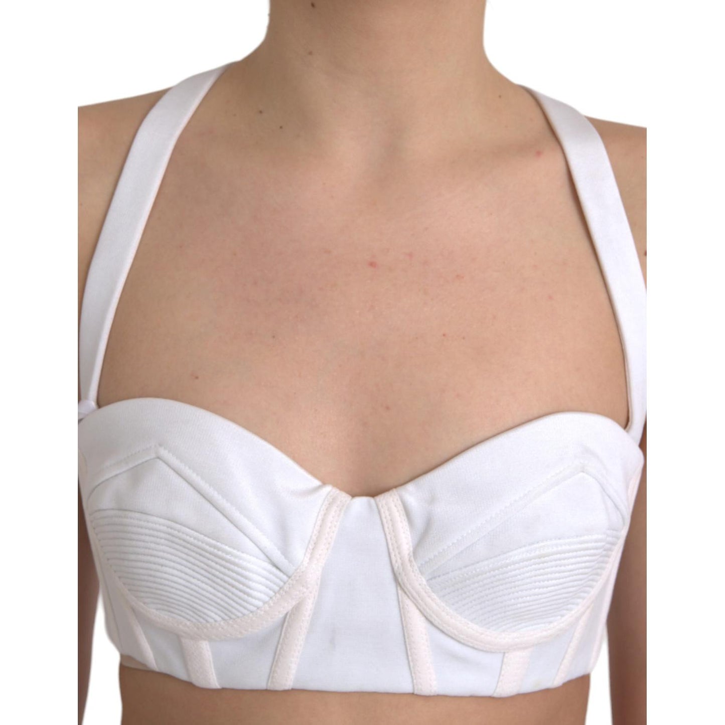 Versace White Viscose Bustier Sleeveless Cropped Top Versace Rosy Brown
