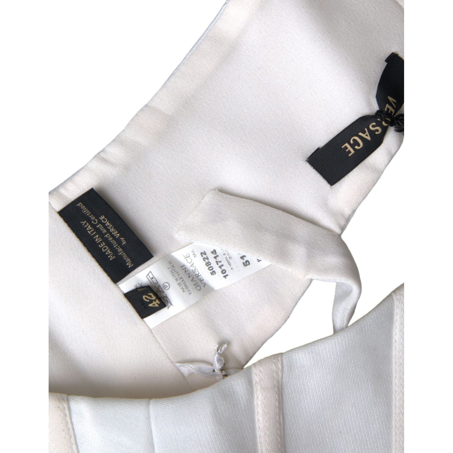 Versace White Viscose Bustier Sleeveless Cropped Top Versace Light Gray