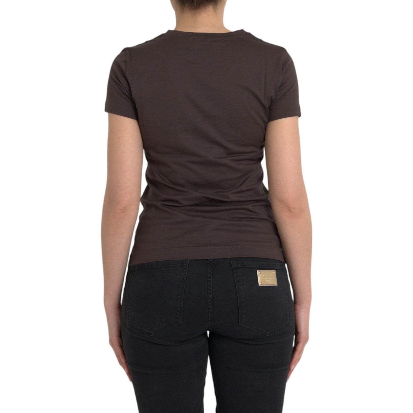 Dolce & Gabbana Brown Crewneck 2017 Motive Print T-shirt Dolce & Gabbana Dark Slate Gray