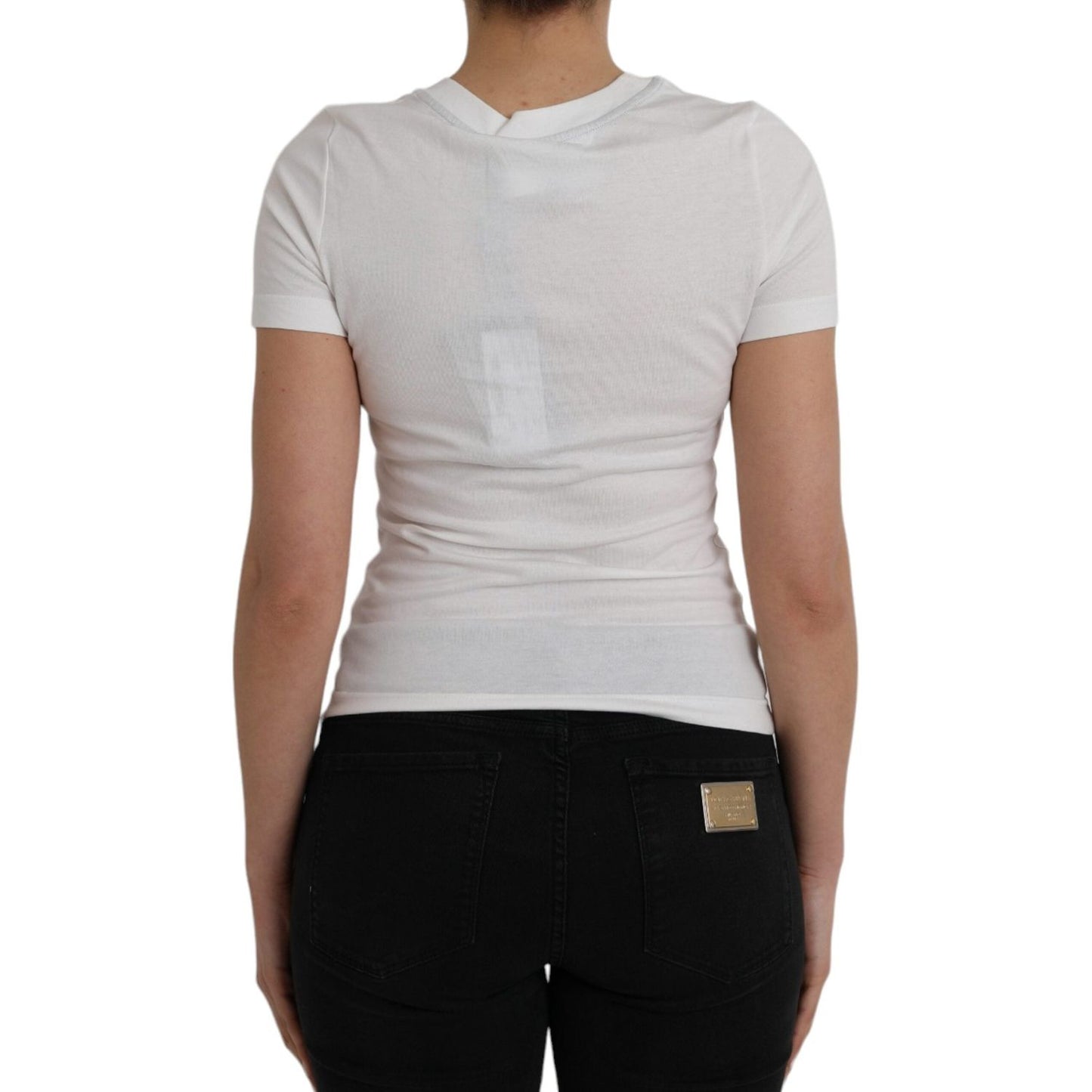 Dolce & Gabbana White Cotton Short Sleeves Crew Neck T-shirt Dolce & Gabbana Gray
