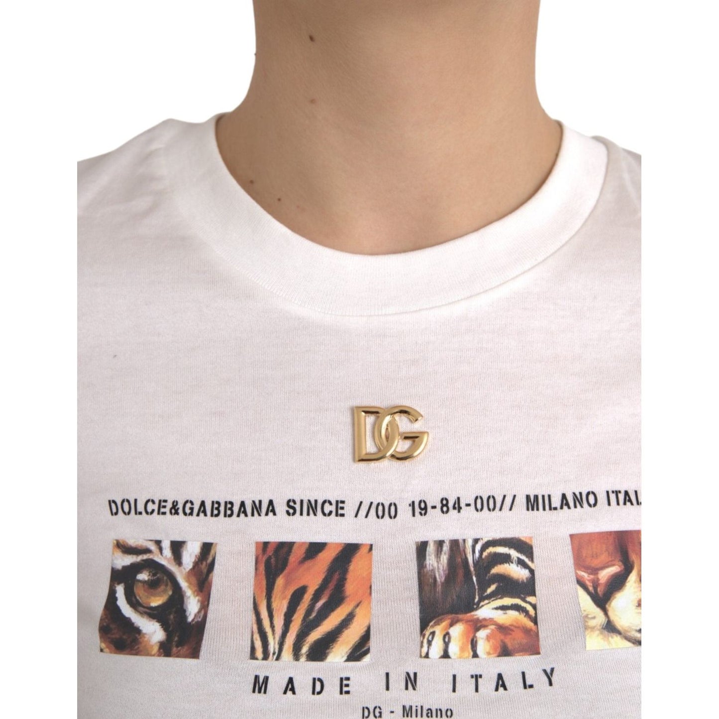 Dolce & Gabbana White Cotton Short Sleeves Crew Neck T-shirt Dolce & Gabbana Light Gray