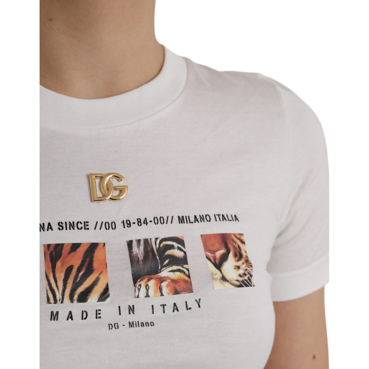 Dolce & Gabbana White Cotton Short Sleeves Crew Neck T-shirt Dolce & Gabbana Gray