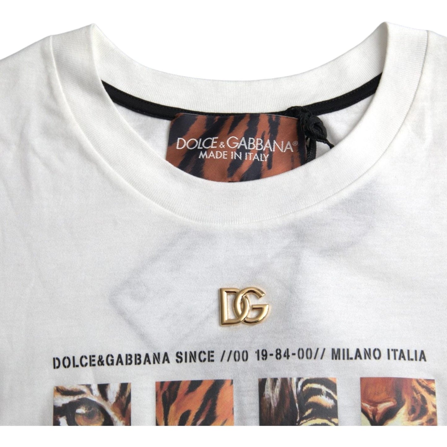 Dolce & Gabbana White Cotton Short Sleeves Crew Neck T-shirt Dolce & Gabbana Light Gray