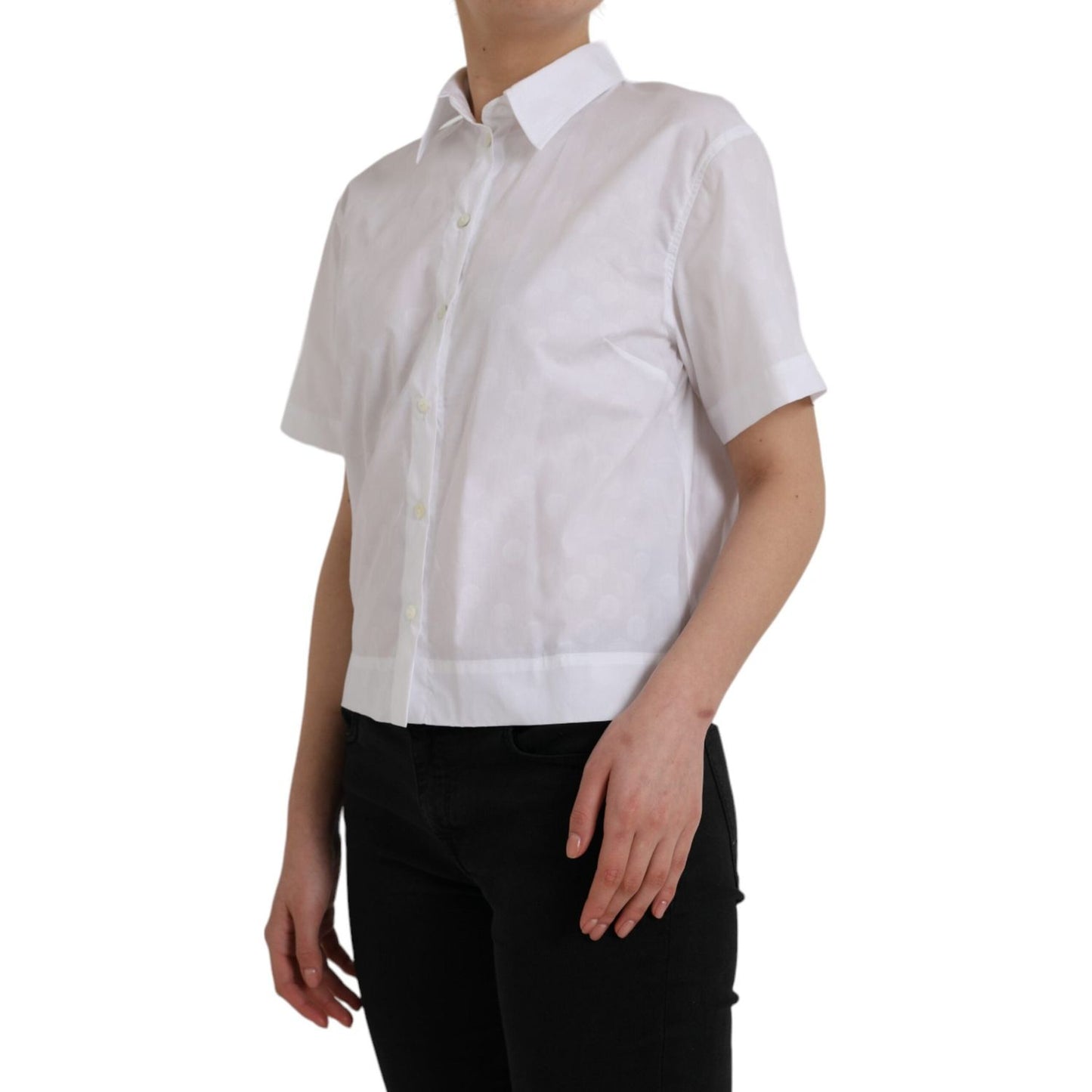 Dolce & Gabbana White Collared Short Sleeve Polo Shirt Top Dolce & Gabbana Gray