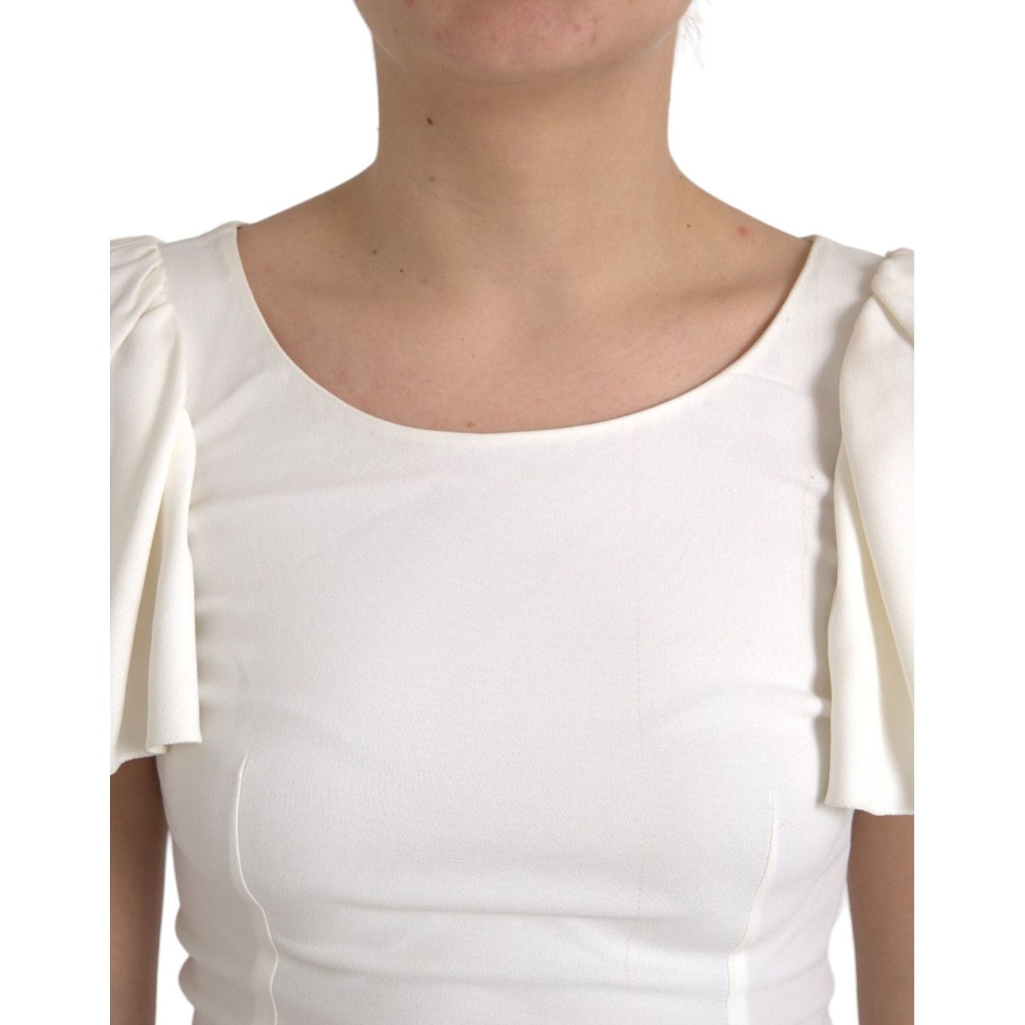 Dolce & Gabbana White Viscose Round Neck Short Sleeves Top Dolce & Gabbana Light Gray