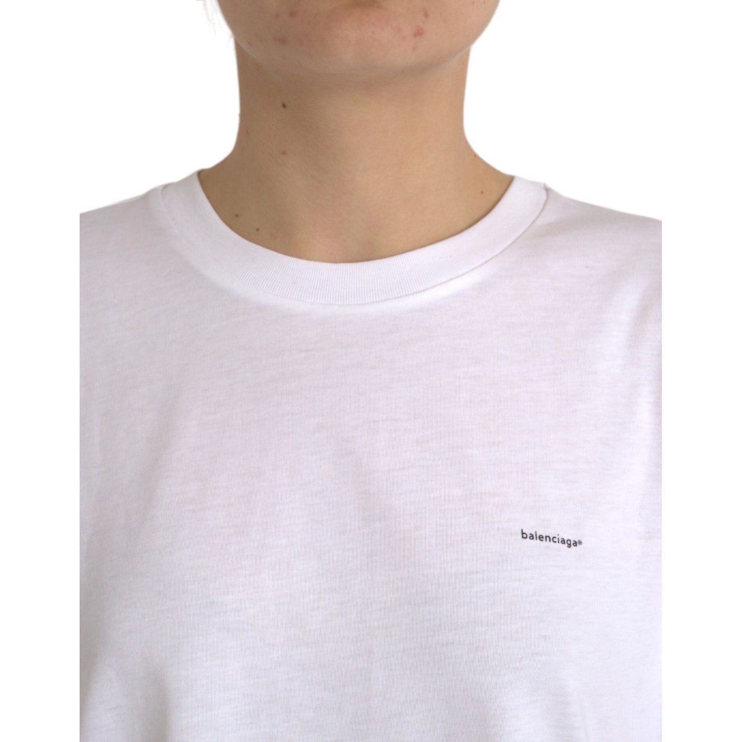 Balenciaga White Cotton Crew Neck Short Sleeves T-shirt Balenciaga Light Gray