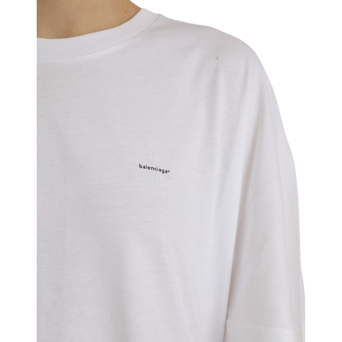 Balenciaga White Cotton Crew Neck Short Sleeves T-shirt Balenciaga Light Gray