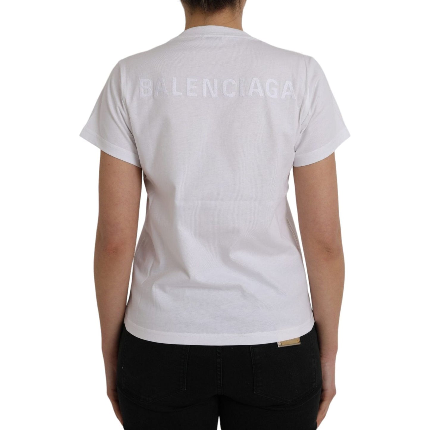 Balenciaga White Cotton Crew Neck Short Sleeves Tee T-shirt Balenciaga Gray