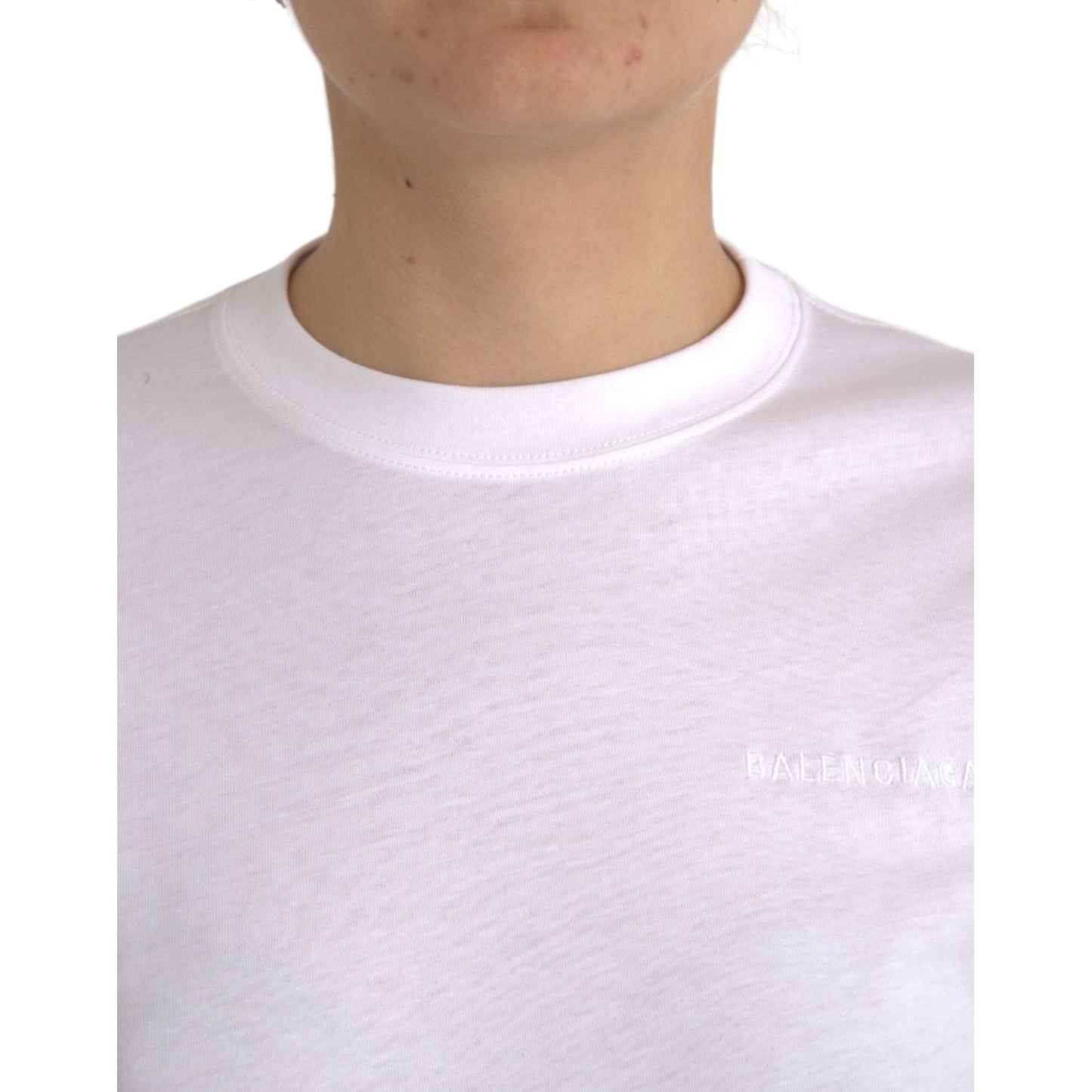 Balenciaga White Cotton Crew Neck Short Sleeves Tee T-shirt Balenciaga Light Gray