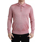 Dolce & Gabbana Pink Polyester Collared Men Pullover Sweater Dolce & Gabbana Rosy Brown