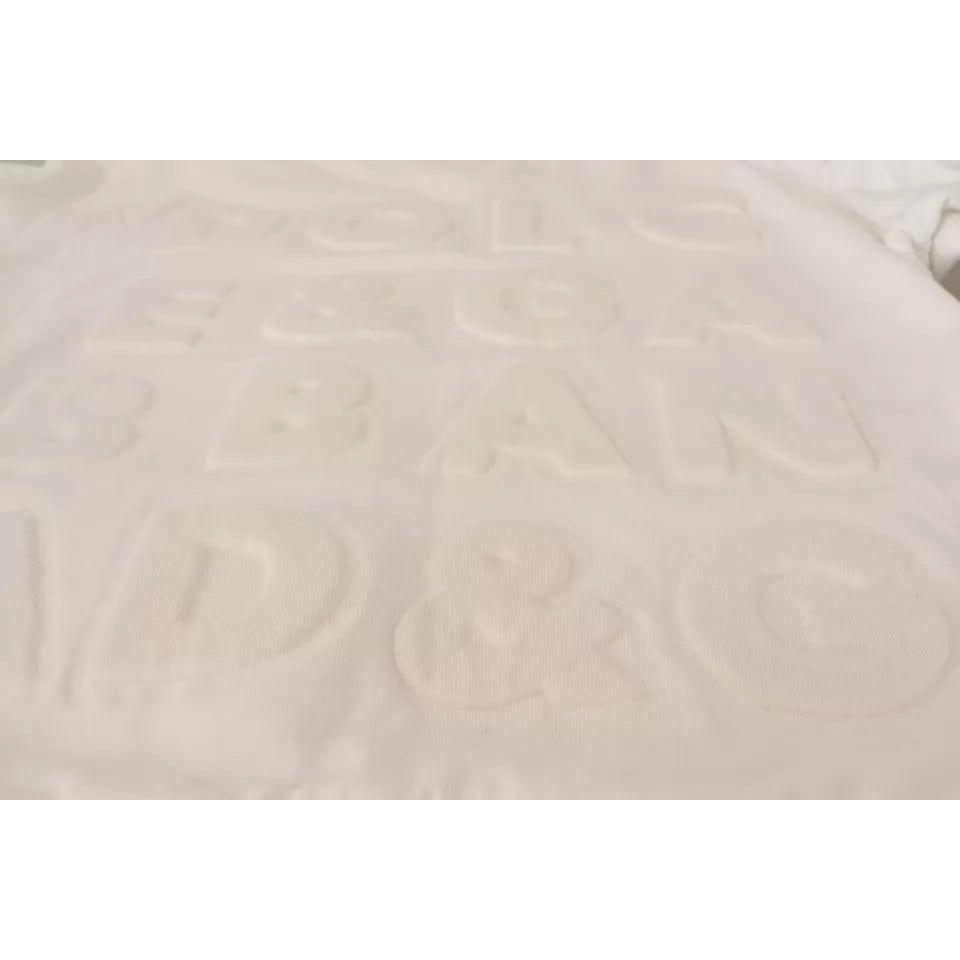 Dolce & Gabbana White Logo Embossed Cotton Sweatshirt Sweater Dolce & Gabbana Light Gray