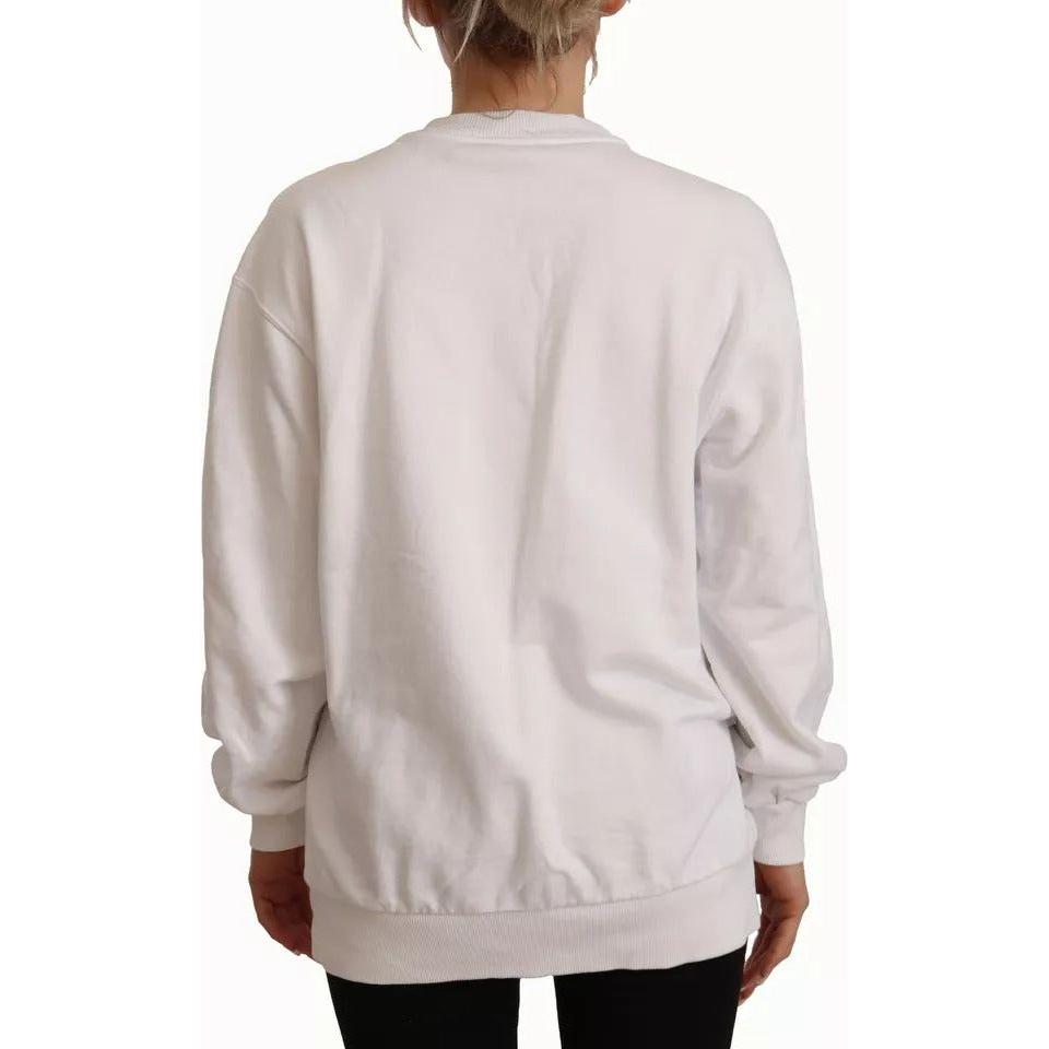 Dolce & Gabbana White Logo Embossed Cotton Sweatshirt Sweater Dolce & Gabbana Light Gray