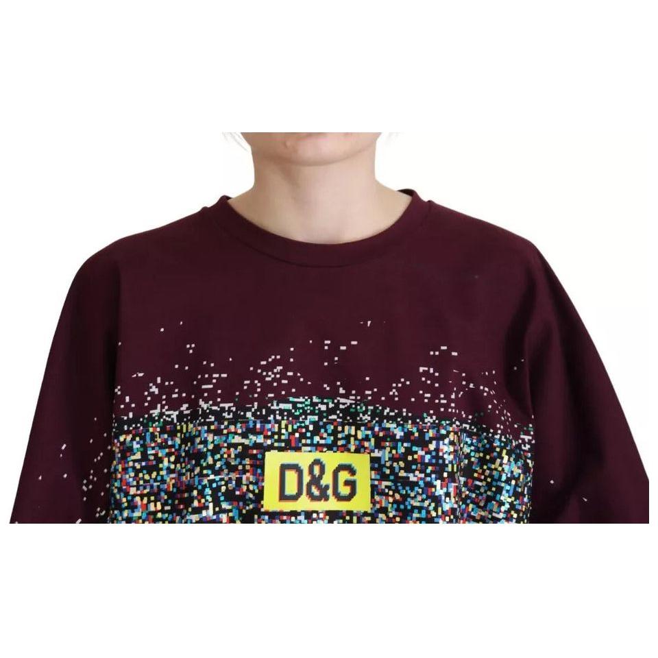 Dolce & Gabbana Bordeaux D&G Print Round Neck Cotton T-shirt Dolce & Gabbana Black