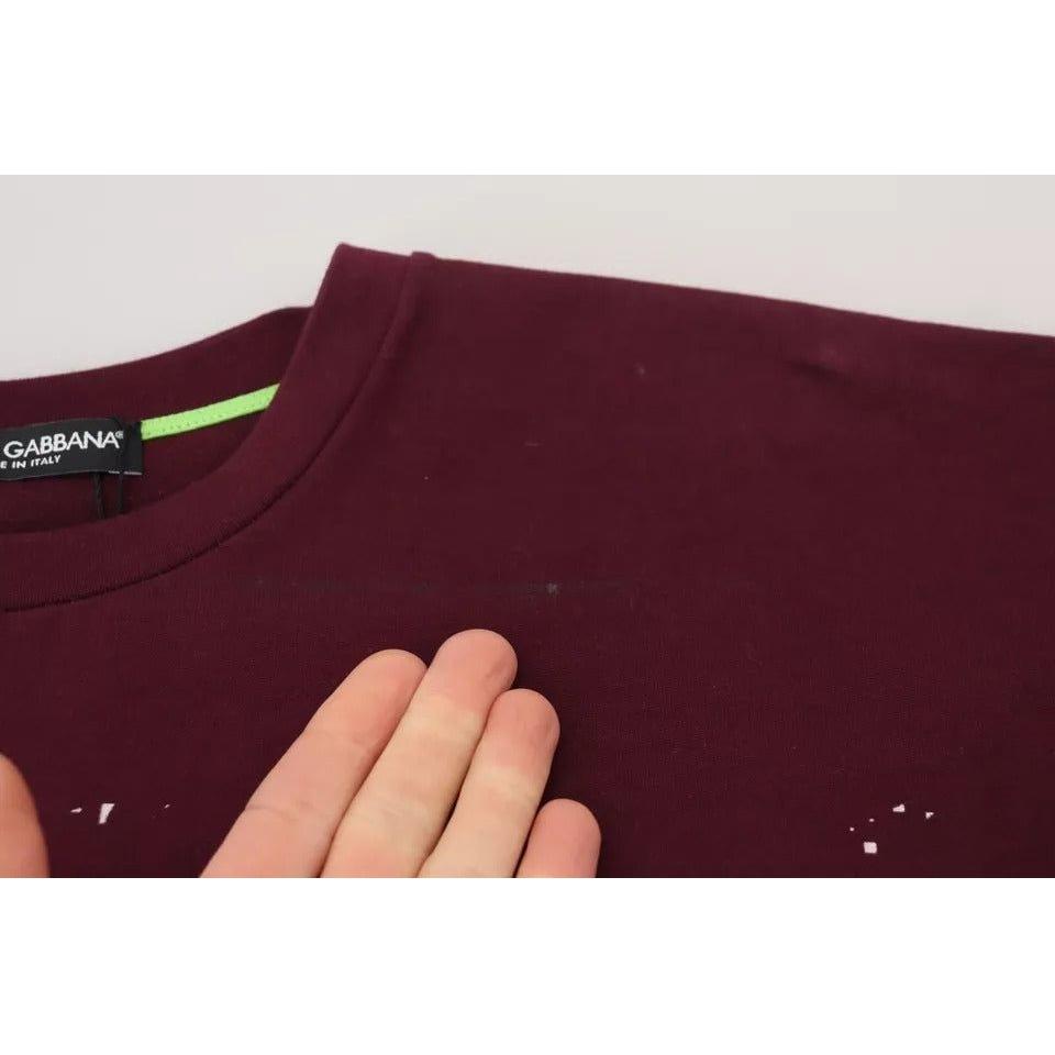 Dolce & Gabbana Bordeaux D&G Print Round Neck Cotton T-shirt Dolce & Gabbana Dark Slate Gray