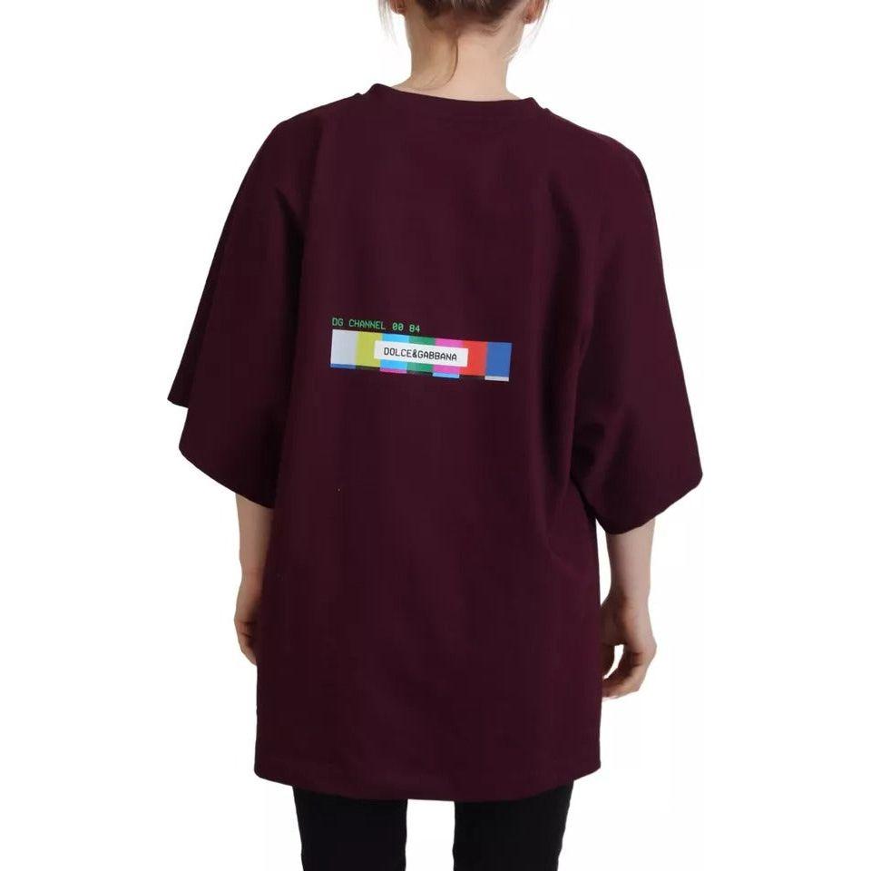 Dolce & Gabbana Bordeaux D&G Print Round Neck Cotton T-shirt Dolce & Gabbana Black