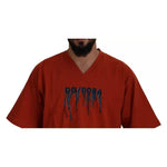 Dolce & Gabbana Red Logo Embroidery Crewneck Cotton T-shirt Dolce & Gabbana Dark Red