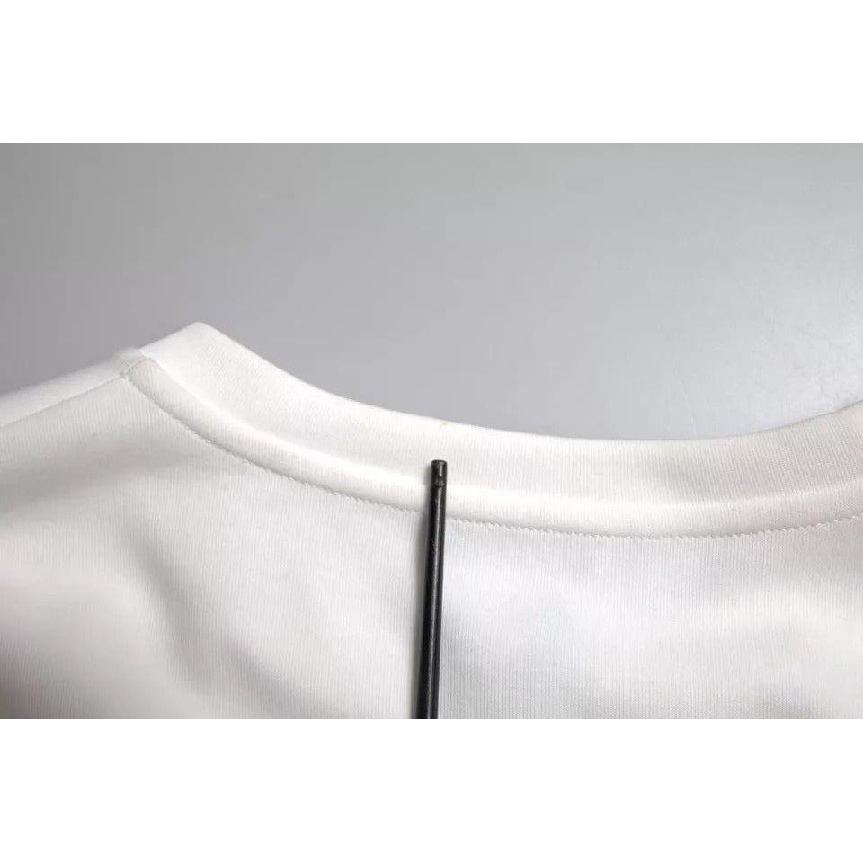 Dolce & Gabbana White Cotton Black HOT Crystal Top T-shirt Dolce & Gabbana Light Gray