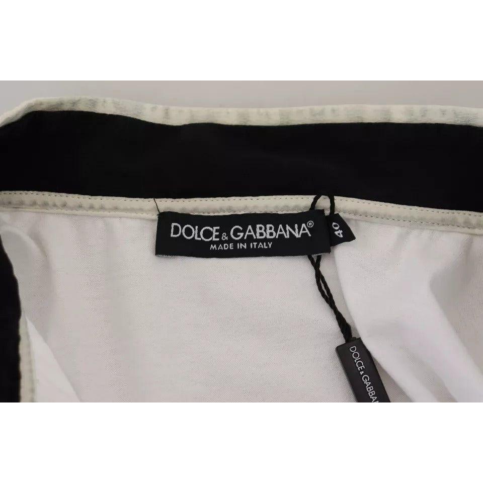 Dolce & Gabbana White Cotton Printed Ascot Collared T-shirt Dolce & Gabbana Black