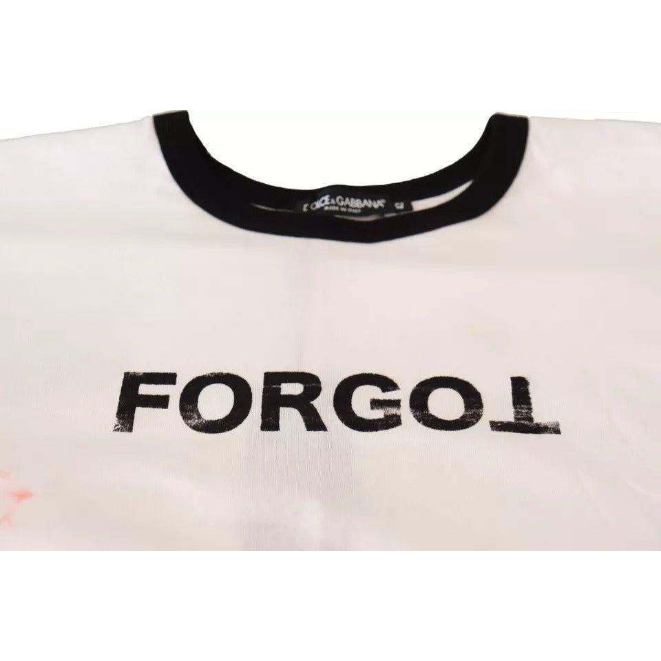 Dolce & Gabbana White Forgot Print Short Sleeves Crop T-shirt Dolce & Gabbana Light Gray