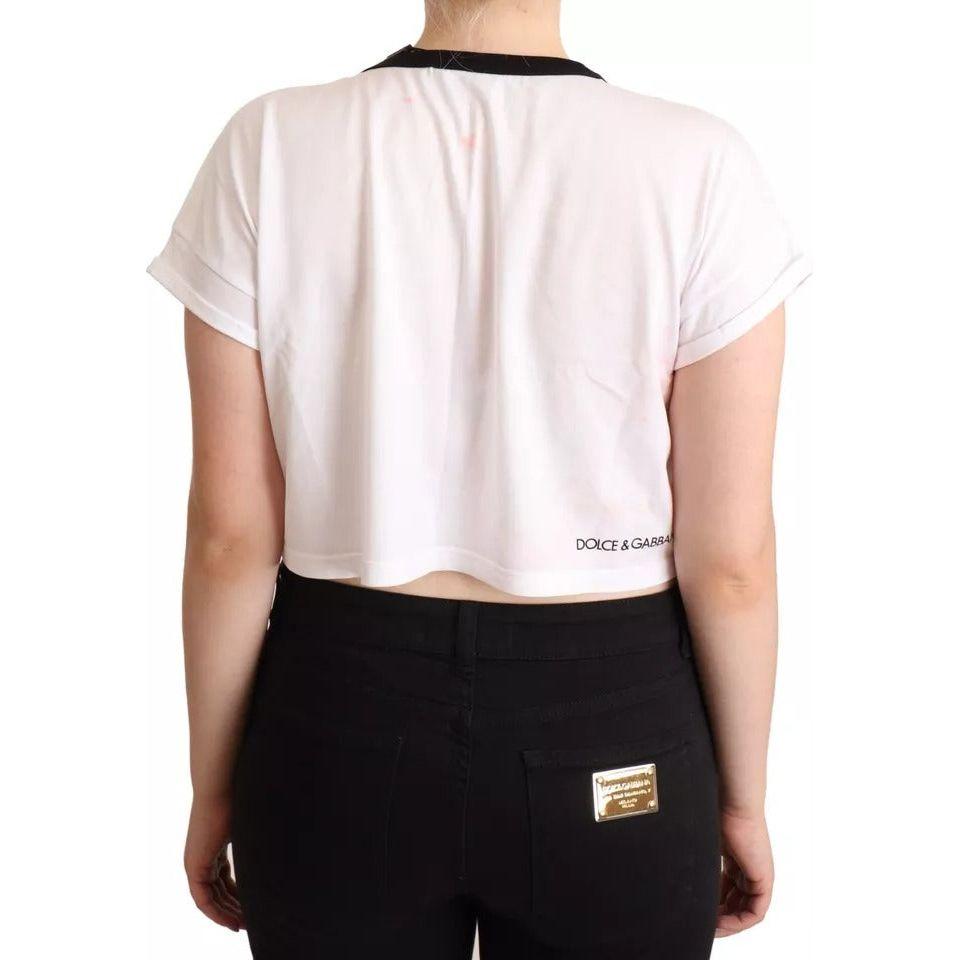 Dolce & Gabbana White Forgot Print Short Sleeves Crop T-shirt Dolce & Gabbana Light Gray