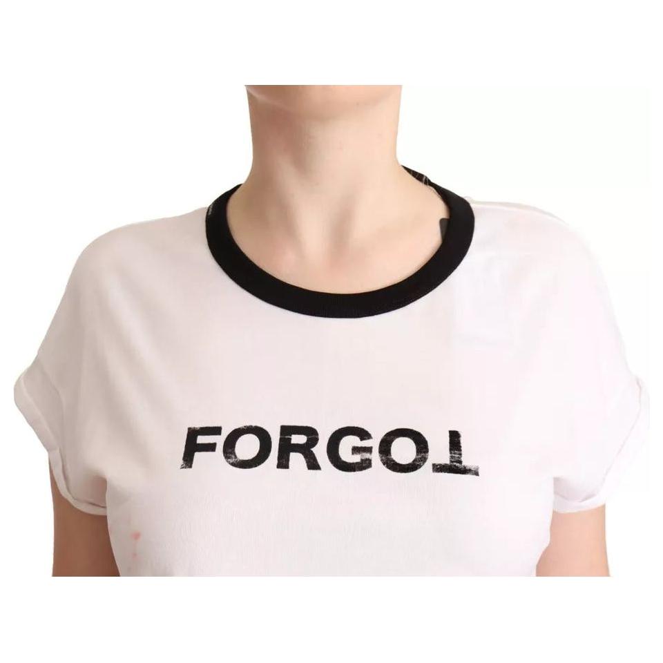 Dolce & Gabbana White Forgot Print Short Sleeves Crop T-shirt Dolce & Gabbana Antique White