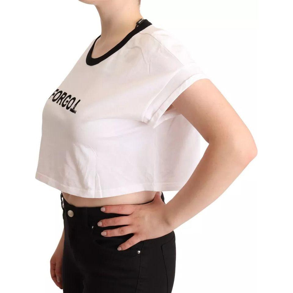 Dolce & Gabbana White Forgot Print Short Sleeves Crop T-shirt Dolce & Gabbana Light Gray