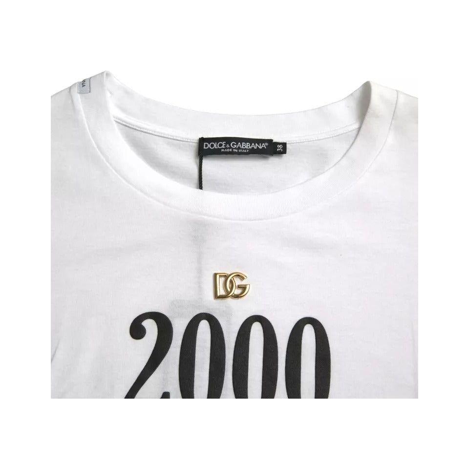 Dolce & Gabbana White Slogan Print Lacing Detailed T-shirt Dolce & Gabbana Lavender
