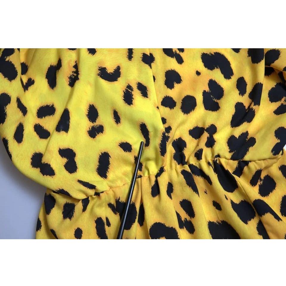 Dolce & Gabbana Yellow Leopard Print Long Sleeves Top Blouse Dolce & Gabbana Dark Khaki