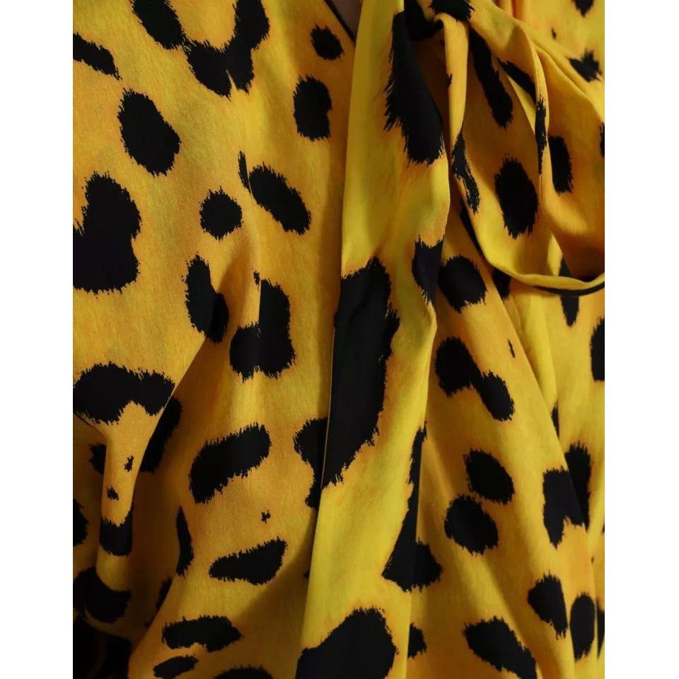 Dolce & Gabbana Yellow Leopard Print Long Sleeves Top Blouse Dolce & Gabbana Saddle Brown