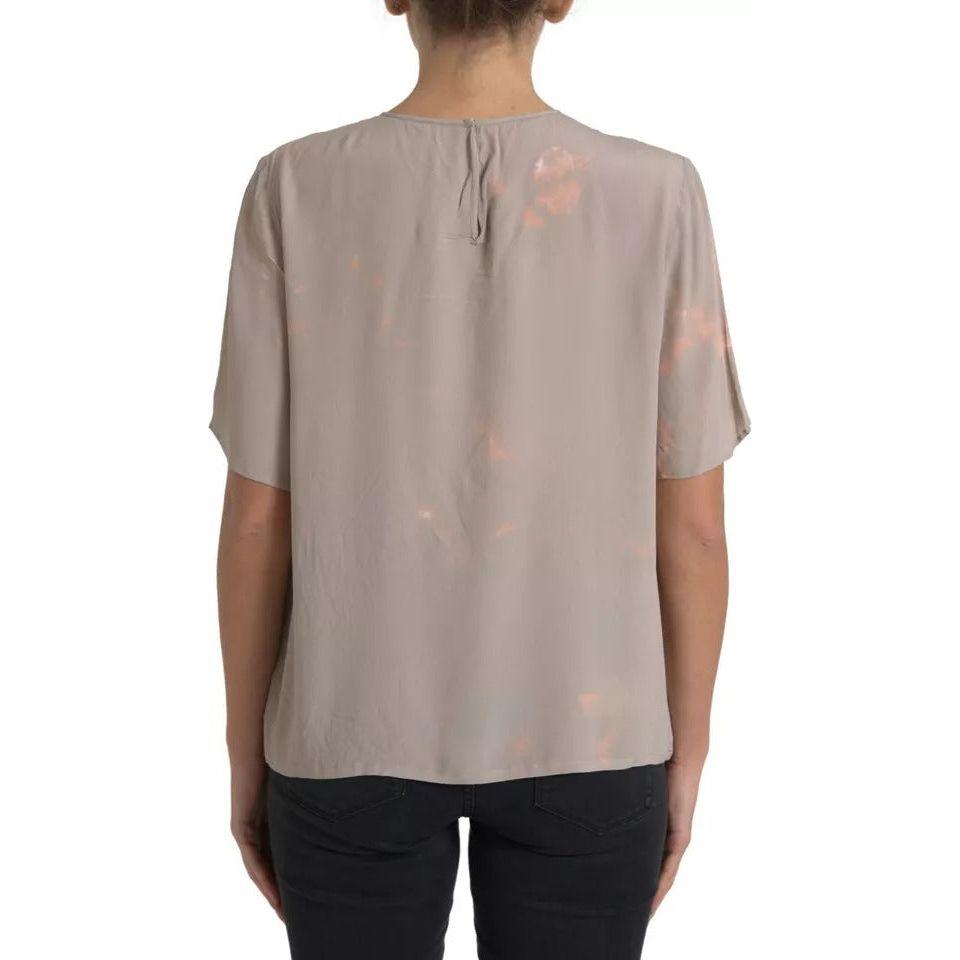Dolce & Gabbana Brown Round Neck Short Sleeve Blouse Top Dolce & Gabbana Rosy Brown