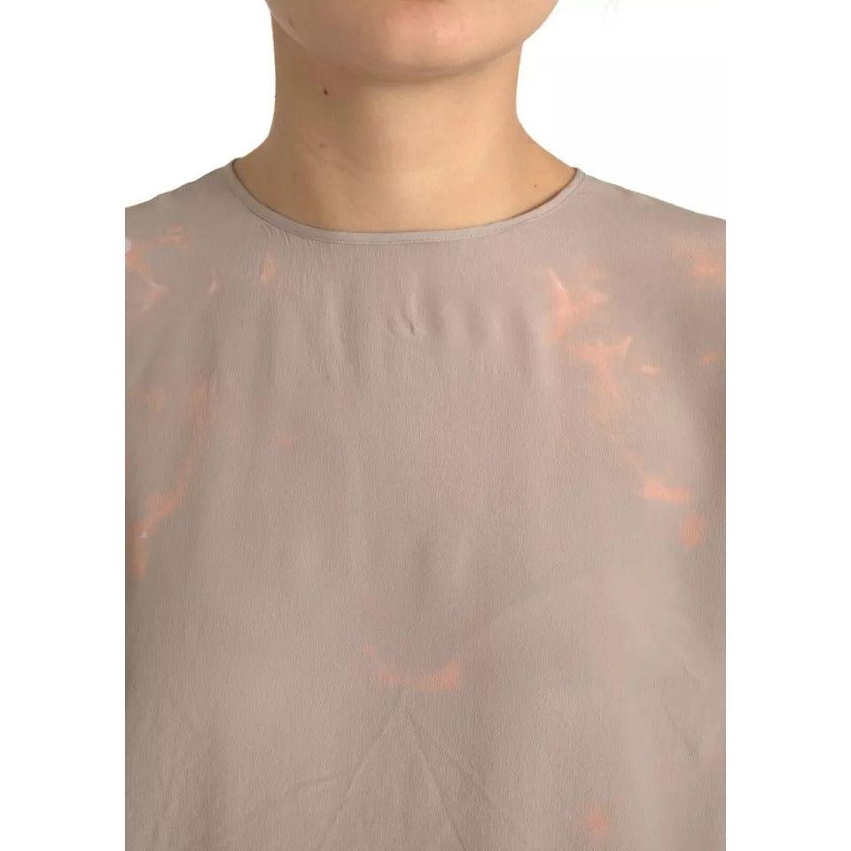 Dolce & Gabbana Brown Round Neck Short Sleeve Blouse Top Dolce & Gabbana Rosy Brown