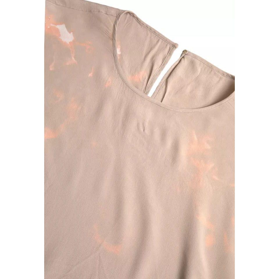 Dolce & Gabbana Brown Round Neck Short Sleeve Blouse Top Dolce & Gabbana Tan