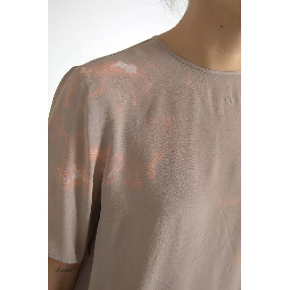 Dolce & Gabbana Brown Round Neck Short Sleeve Blouse Top Dolce & Gabbana Dim Gray