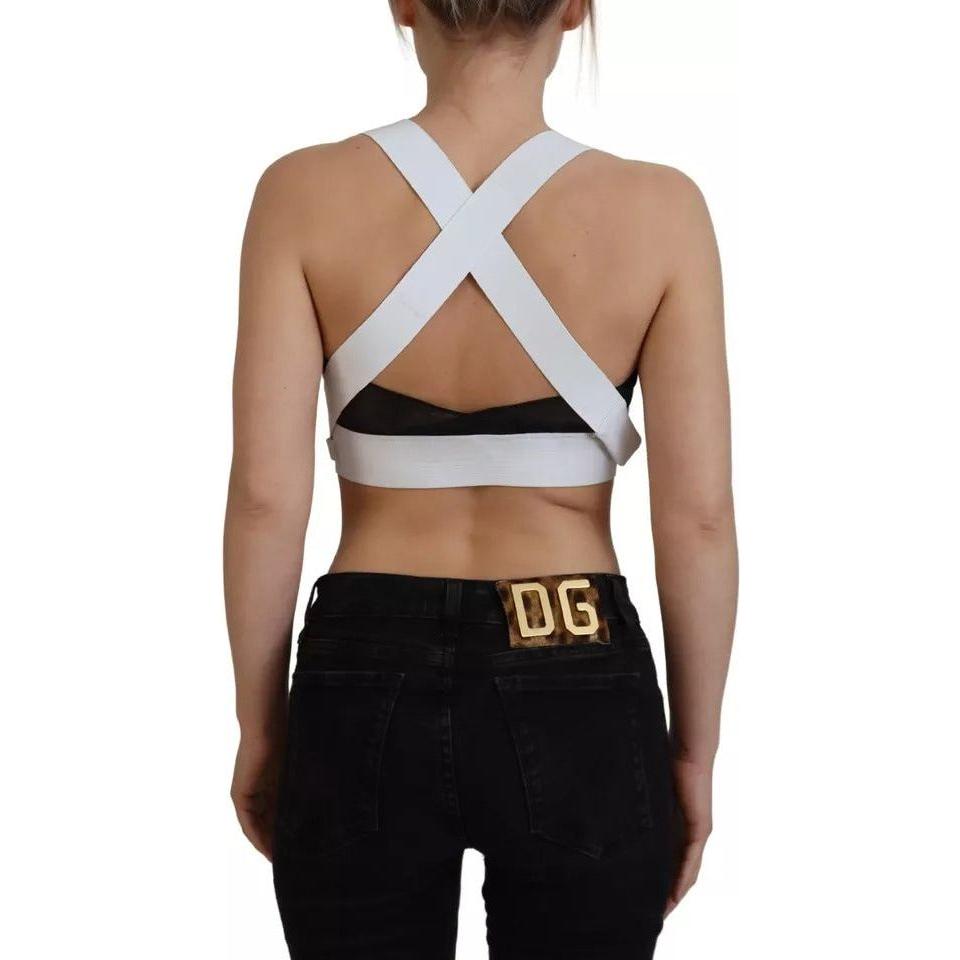 Dolce & Gabbana White Viscose Sleeveless Cropped Bustier Top Dolce & Gabbana Rosy Brown