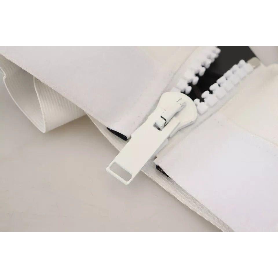 Dolce & Gabbana White Viscose Sleeveless Cropped Bustier Top Dolce & Gabbana Gray